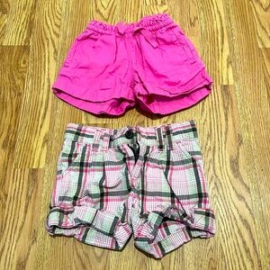 100% Cotton shorts bundle (2): pink Lands End (5-6) and plaid Old Navy (5T)